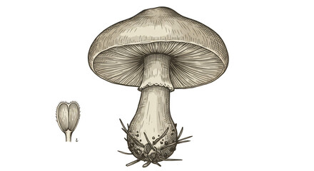 Isolated Wild Mushroom Fungi Agaric Illustration Transparent Background