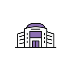 An illustration of a modern building with a unique design.