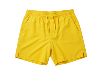Isolated Yellow Swim Shorts Apparel with Drawstring Summer Beachwear PNG