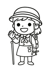 Cheerful Cartoon Girl Scout Waving Hello
