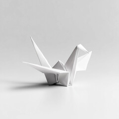 White origami crane made from paper. 