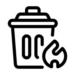 Flammable Rubbish Line Icon. Single icon, line vector icon
