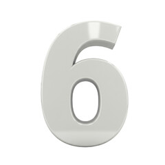 Metallic Silver Number Six 3d Rendered on Transparent Background