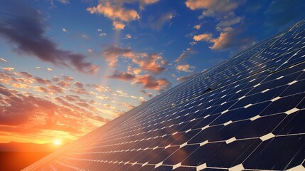 Solar Panel Array Technology Background: High-Resolution 3D Render of Photovoltaic Systems with Realistic Solar Panel Arrays – Ideal for Renewable Energy Projects, Green Technology Visuals, Sustainabl
