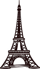 Obraz premium Hand drawn eiffel tower sketch isolated on white background iconic paris iron lattice landmark in monochrome illustration