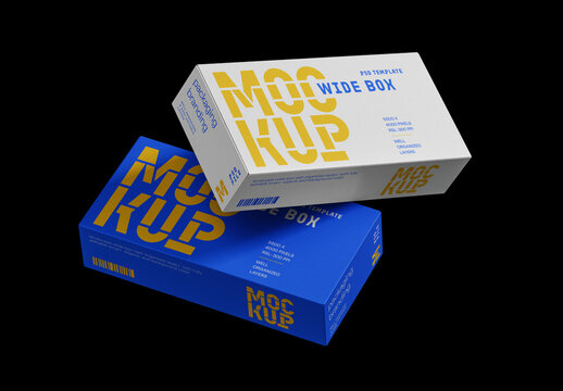 Stacked Wide Boxes Mockup for Packaging Design and Retail Branding