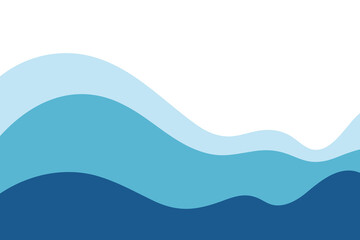 Abstract blue sea waves, background illustration, vector, wavy page divider for title, text. Modern minimalistic graphic background of ocean water shape with space for text