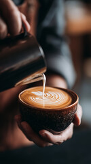 Barista making latte art