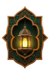 Ornate Golden Lantern Ramadan Illustration On Transparent Background