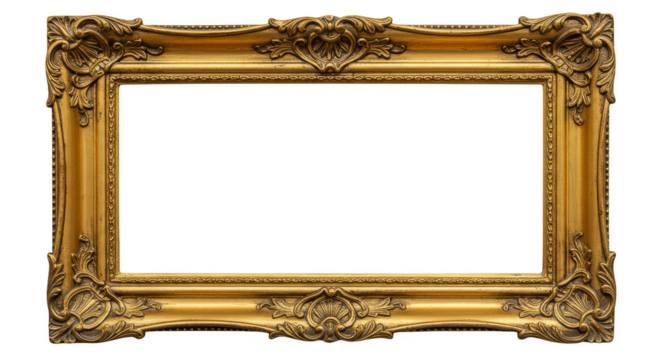 Ornate Gold Frame Vintage Picture Art Decorative Border Isolated