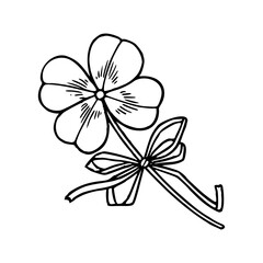 Obraz premium lucky four-leaf clover with ribbon