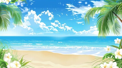 Summer Tropical Island Style Background Material: Exotic Paradise Scapes, Beach Vibes, and Vibrant Island Aesthetics