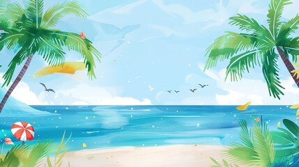Summer Tropical Island Style Background Material: Exotic Paradise Scapes, Beach Vibes, and Vibrant Island Aesthetics