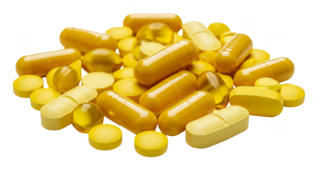 Isolated Vitamins Pills Medication for Healthcare and Treatment on Transparent