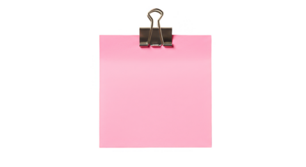 Pink Memo Note With Clip On Transparent Background Stationery