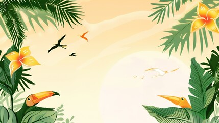 Summer Tropical Island Style Background Material: Exotic Paradise Scapes, Beach Vibes, and Vibrant Island Aesthetics