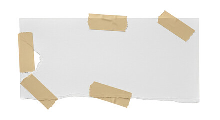 Isolated White Torn Paper with Adhesive Tape on Transparent Background