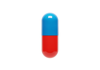 Pharmaceutical Medicine Pill with Blue and Red Capsule in Transparent Background