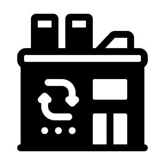 Recycling Plant Glyph Icon. Single icon, glyph vector icon