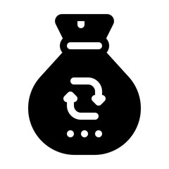 Rubbish Bag Glyph Icon. Single icon, glyph vector icon