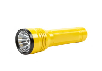 Isolated Yellow Flashlight Torch With Light Illumination Transparent Png
