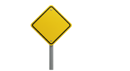 Isolated Yellow Sign a Cautionary Roadside Traffic Transportation Alert