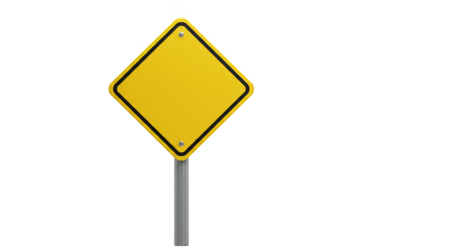 Isolated Yellow Sign a Cautionary Roadside Traffic Transportation Alert