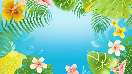 Summer Tropical Island Style Background Material: Exotic Paradise Scapes, Beach Vibes, and Vibrant Island Aesthetics