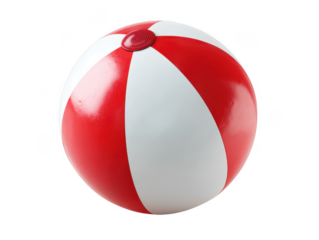 Red and white beach ball isolated on transparent background