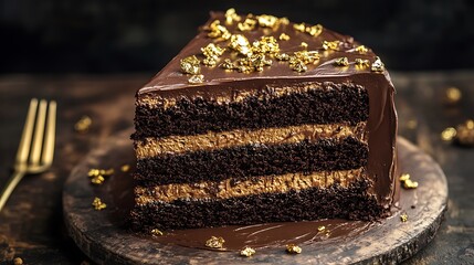Decadent Chocolate Cake with Gold Leaf