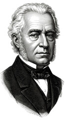 Obraz premium Portrait Illustration of Historical Gentleman Isolated Transparent