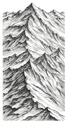 Landscape Illustration of Rugged Mountain Range Peak Nature Backdrop
