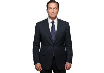 Professional Portrait Of A Businessman In Navy Suit With Transparent Background