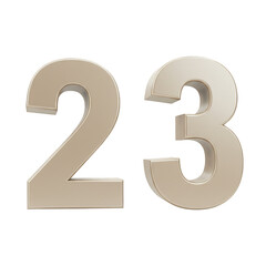 Naklejka premium Metallic Gold Twenty Three Number Isolated On Transparent Background
