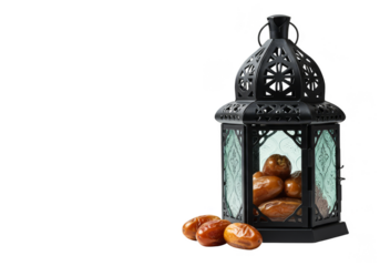 Ramadan Lantern with Dates Still Life Isolated Transparent Background