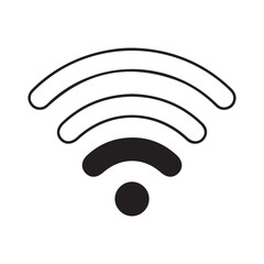 minimalist black and white wifi signal icon with varying strength waves, tech symbol