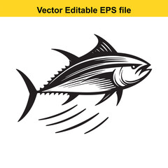 Fototapeta premium Striking Tuna Illustration A Bold Black and White Aquatic Design Masterpiece Showcasing Marine Wildlife and Artistic Precision