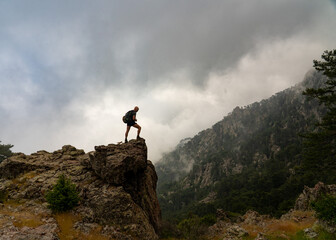man on the top of mountain