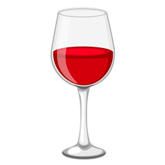 glass goblet with red wine without background