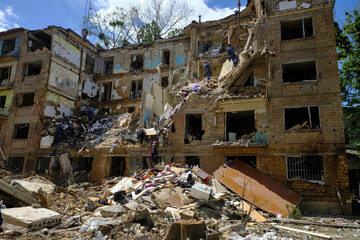 house destroyed by missile attack in Kyiv Ukraine