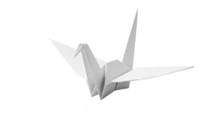 Origami Illustration of a White Crane Bird Isolated Paper Art Craft