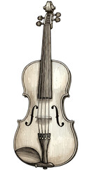 Naklejka premium Orchestral Violin Illustration Musical Instrument Fiddle Strings Bow Art