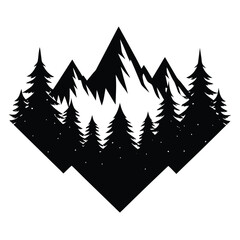 Fototapeta premium A silhouette of mountains and trees in a diamond shaped area