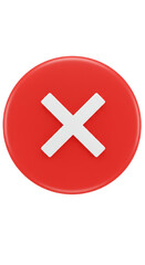 Red 3d Icon Cross Sign Delete Cancel Error Remove Symbol