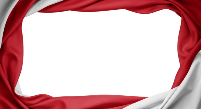 Red White Silk Fabric Border Frame Transparent Background