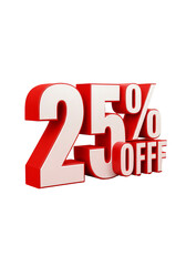Red And White 3d Rendered 25 Percent Off Illustration Isolated