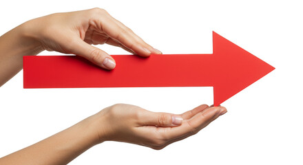 Red Arrow Paper Held Human Hands Guiding Direction Transparent PNG