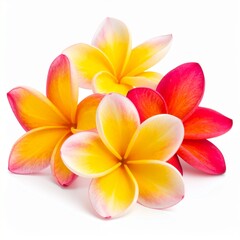 Naklejka premium Vibrant Plumeria Flowers Isolated on White Background.