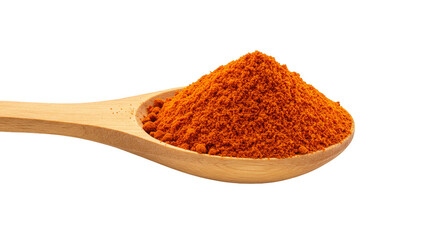 Red Paprika Powder on Spoon Isolated Transparent Background Seasoning