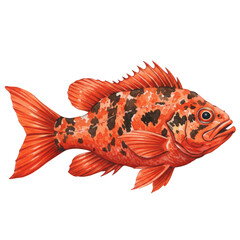 Red Speckled Fish Wildlife Aquatic Animal Illustration on Transparent
